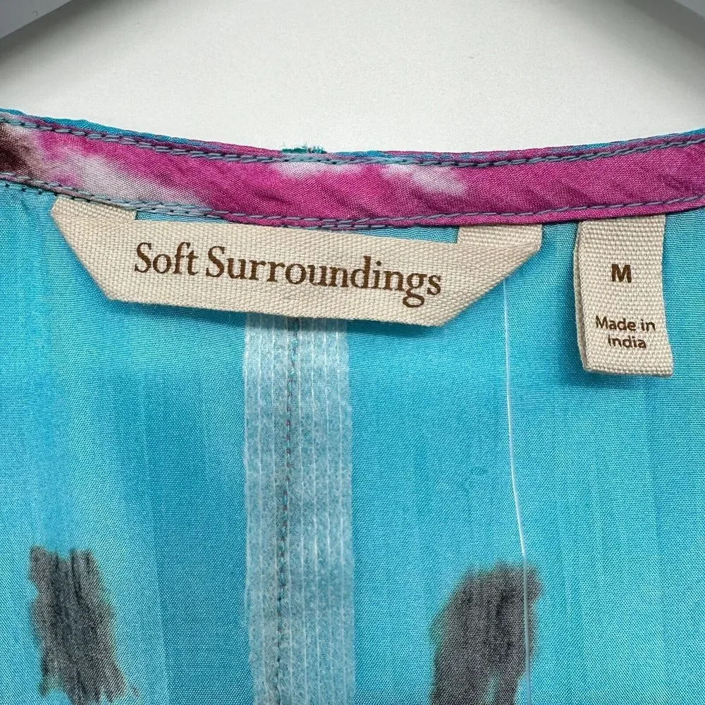 Soft Surroundings Curacao Tunic Top Shirt Medium 100% Silk Tie Dye New NO TANK‎ - Picture 11 of 13